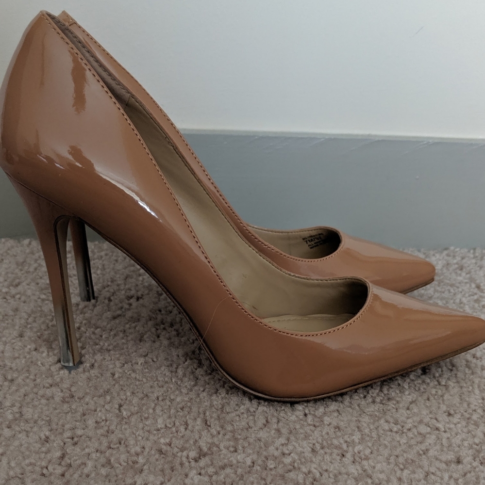 BCBG Nude Leather Heels
